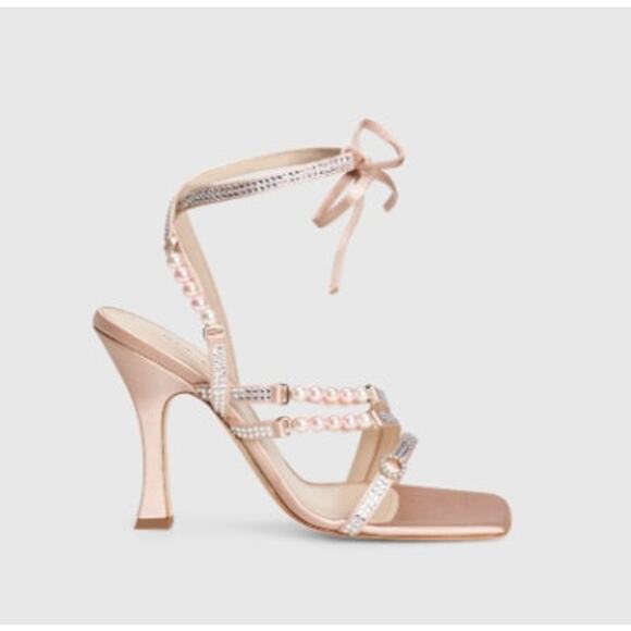 Mia Becar Gold Champane Audrey Sandal Size 41 US 11 Bling Strappy Dress Formal - Picture 4 of 16